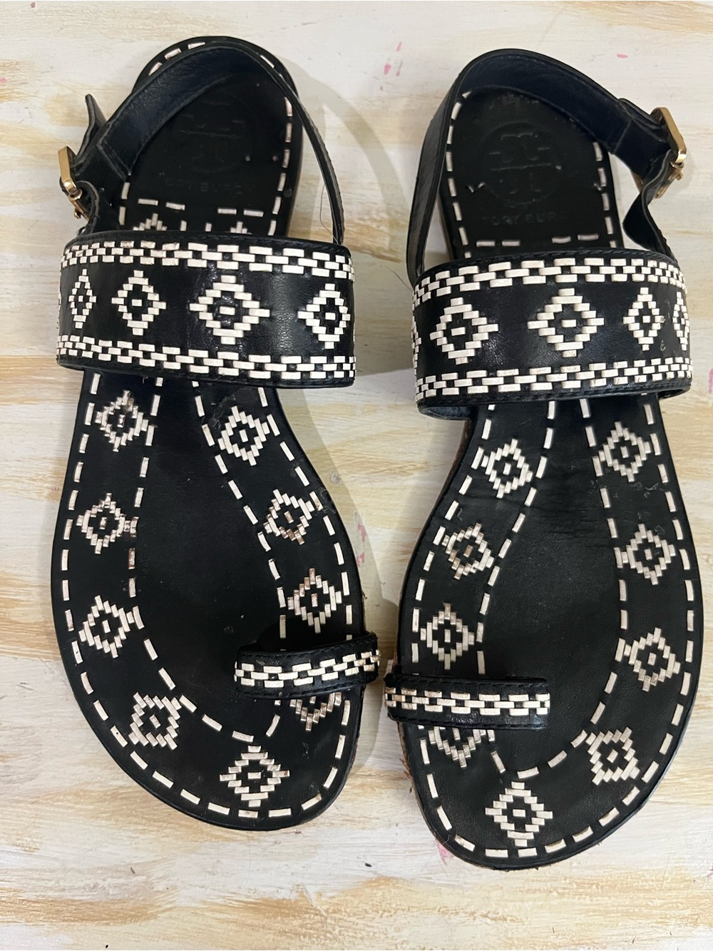 Tory Burch Reena Tribal Leather Sandals